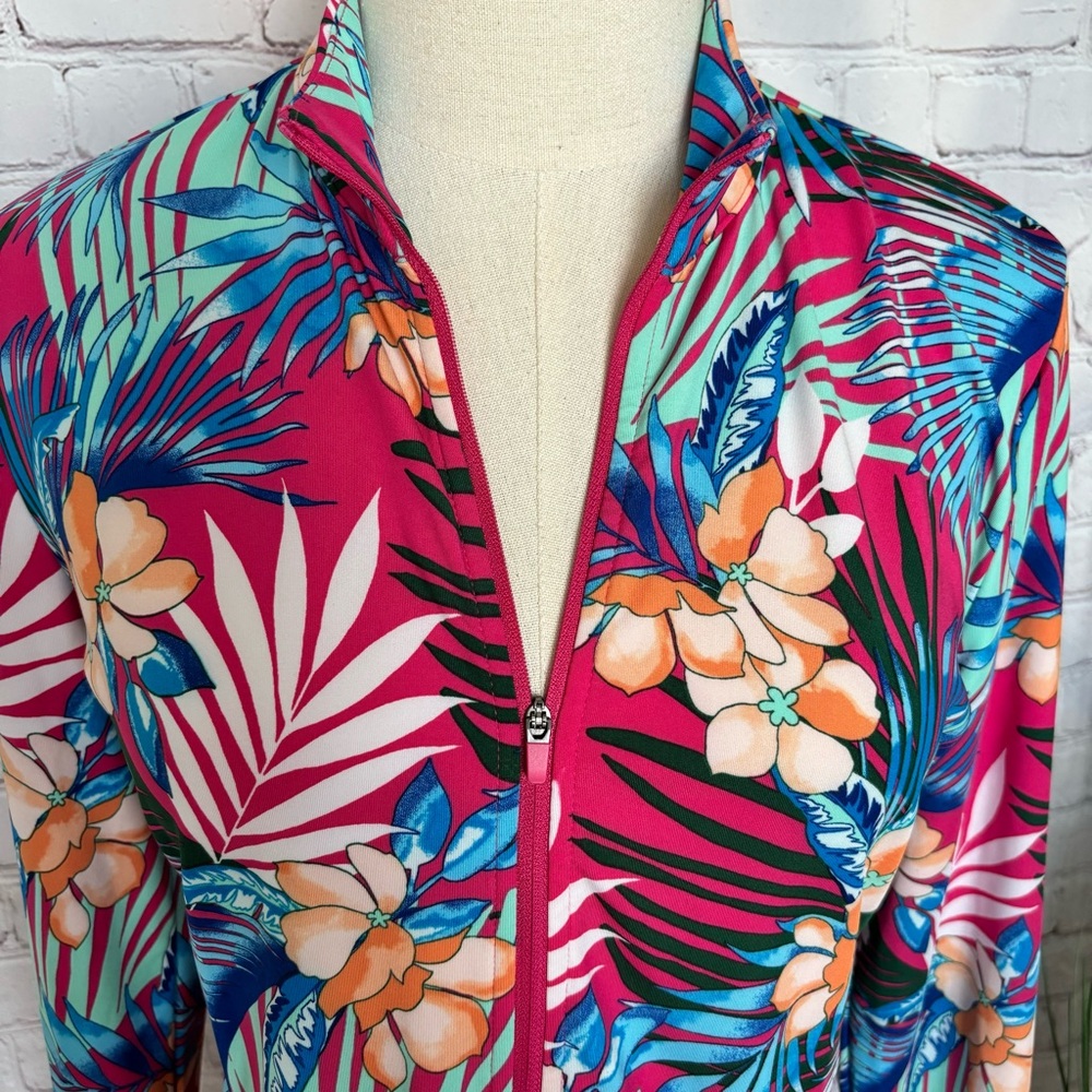 TOMMY BAHAMA Golf & Tennis Zippered Tropical Print Fitted Jacket--NWT--M - Picture 2 of 16